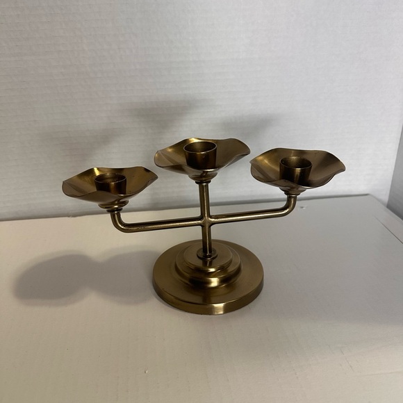 Threshold Studio McGee 3 Arm Taper Candle Holder Antique Brass 4 1/2"H - Picture 3 of 5